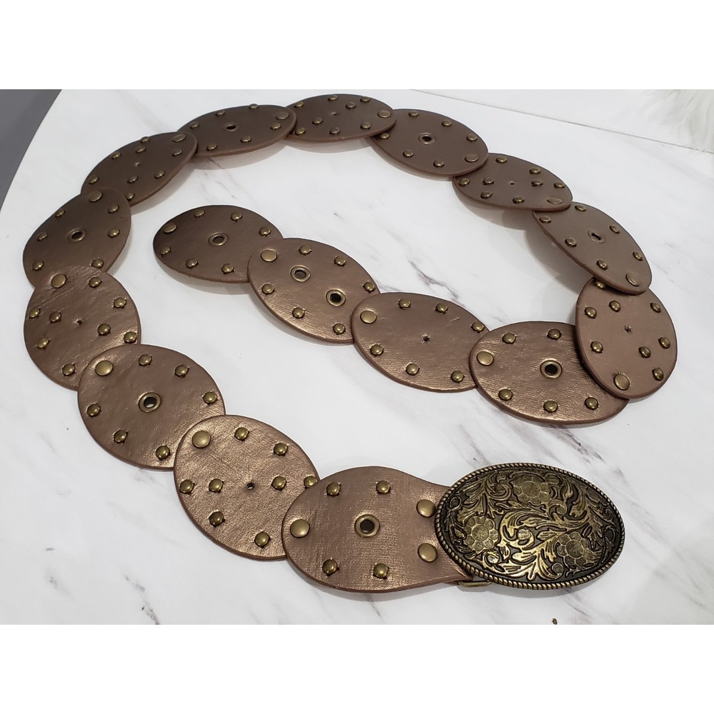 Oval Disc Belt Women Concho Western Boho y2k bohemian festival statement BRASS